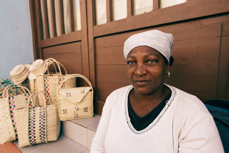 Woman Selling Handmade Bags