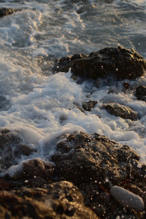 Photograph of Seafoam on Rocks