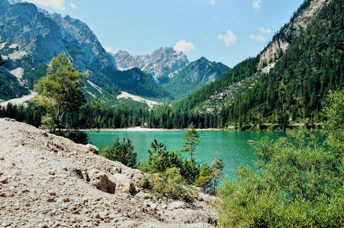 Free Scenic View of a Lake near the Mountain Stock Photo