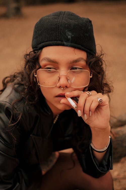 Teenage Girl Smoking Cigarette
