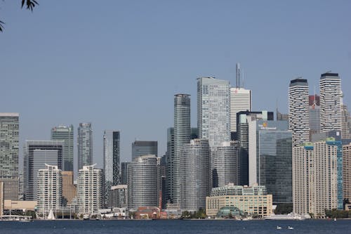 Imagine de stoc gratuită din centrul orașului, cer albastru, clădiri