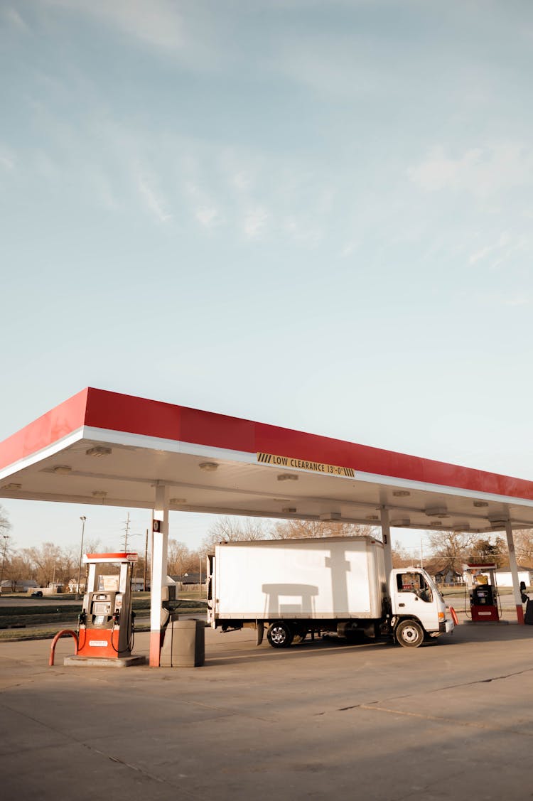 A Truck At A Petrol Station