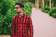 Men's Red And Black Checkered Dress Shirt