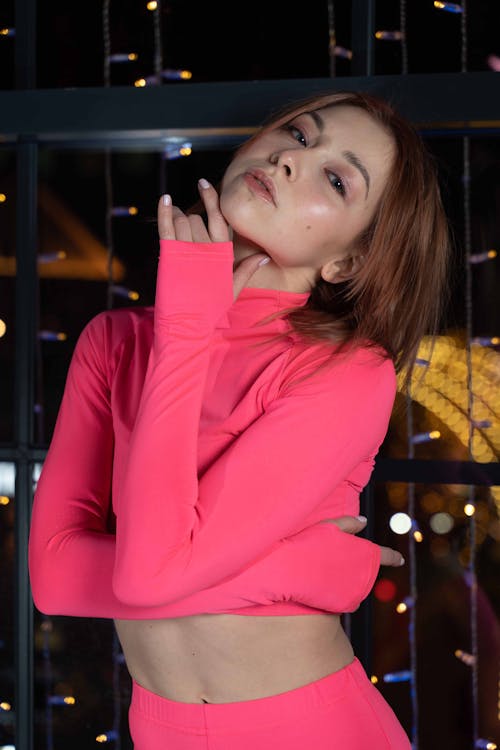 Portrait of a Woman Wearing Pink Clothes