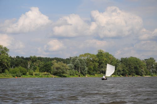 Free stock photo of boat, clouds, river