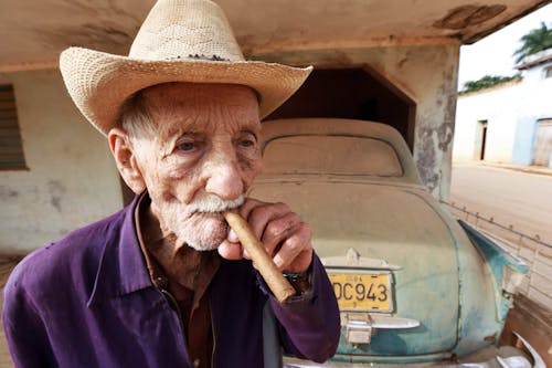 Elderly Man Wearing a Hat