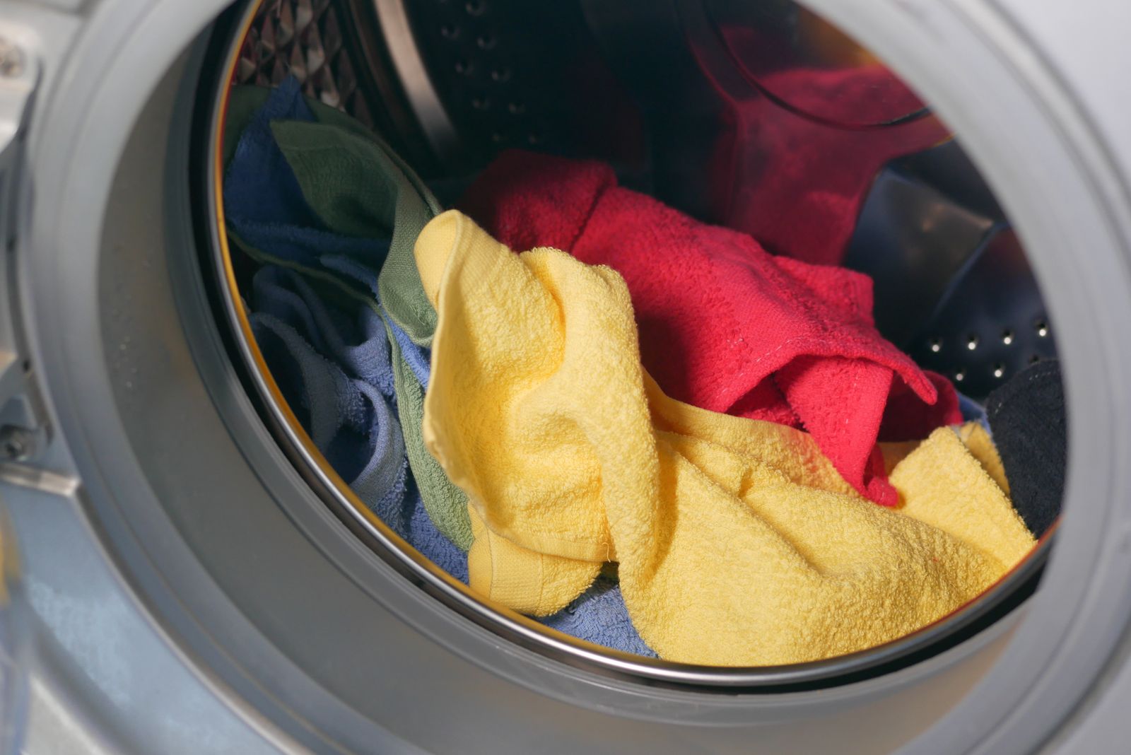 washing machine loaded with laundry
