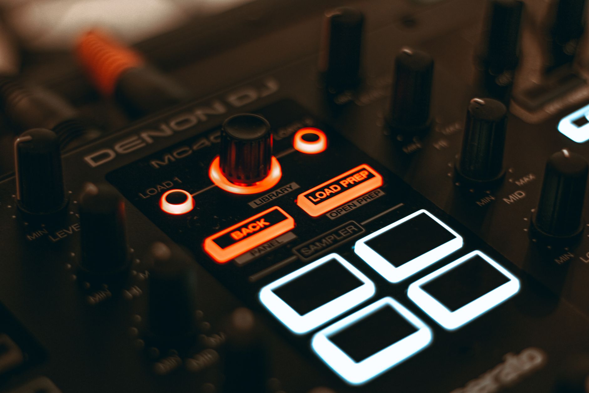 Loop Button Detail Close-up of DJ loop controls used for live transitions