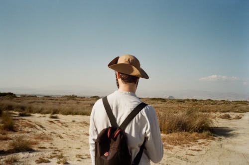 Back View of a Man in a Desert