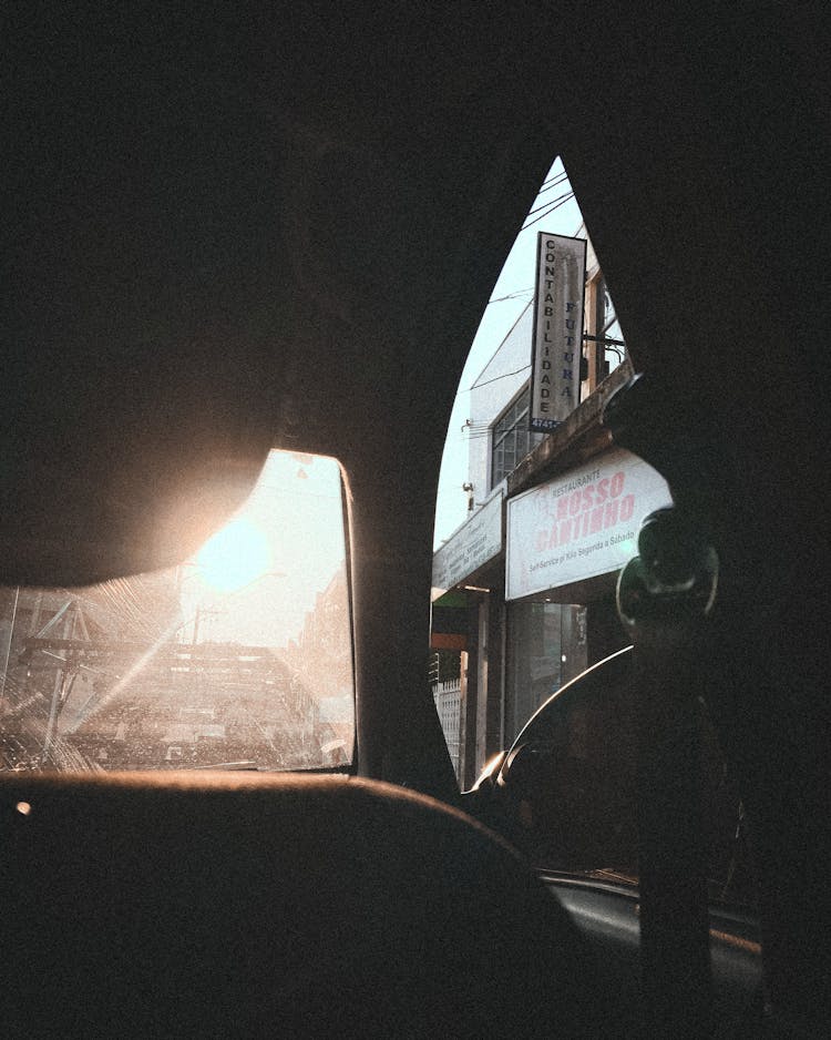 View Of Sun From Car Interior