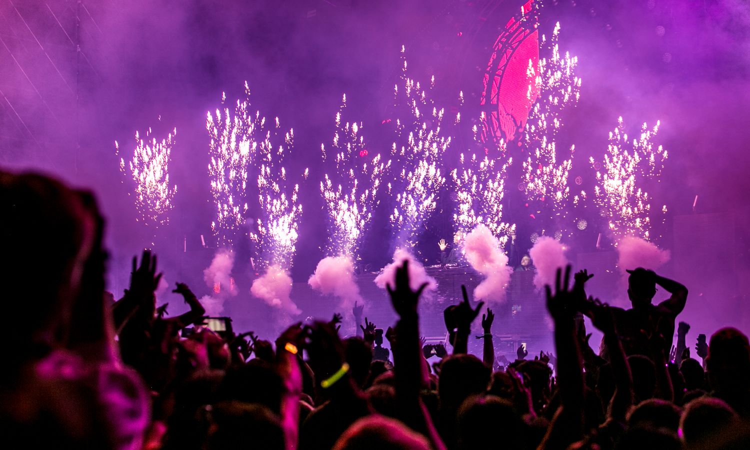 Ambiente festivo de una celebración privada con luces y público disfrutando