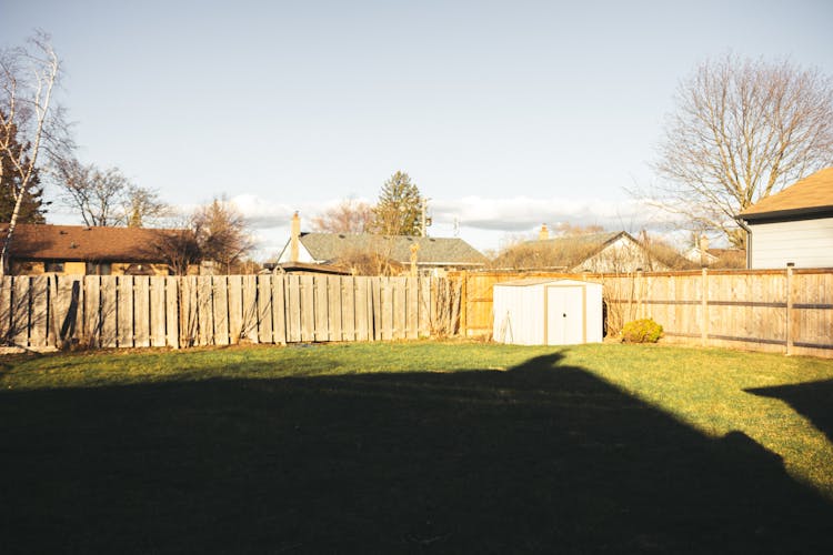 Wooden Shed On A Backyard