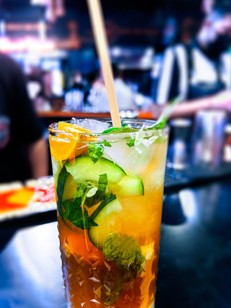 Orange Mojito With Cucumber Slices