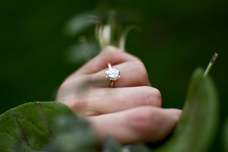 3 carat diamond ring on a hand showing finger coverage 3 carat diamond ring on a hand showing finger coverage