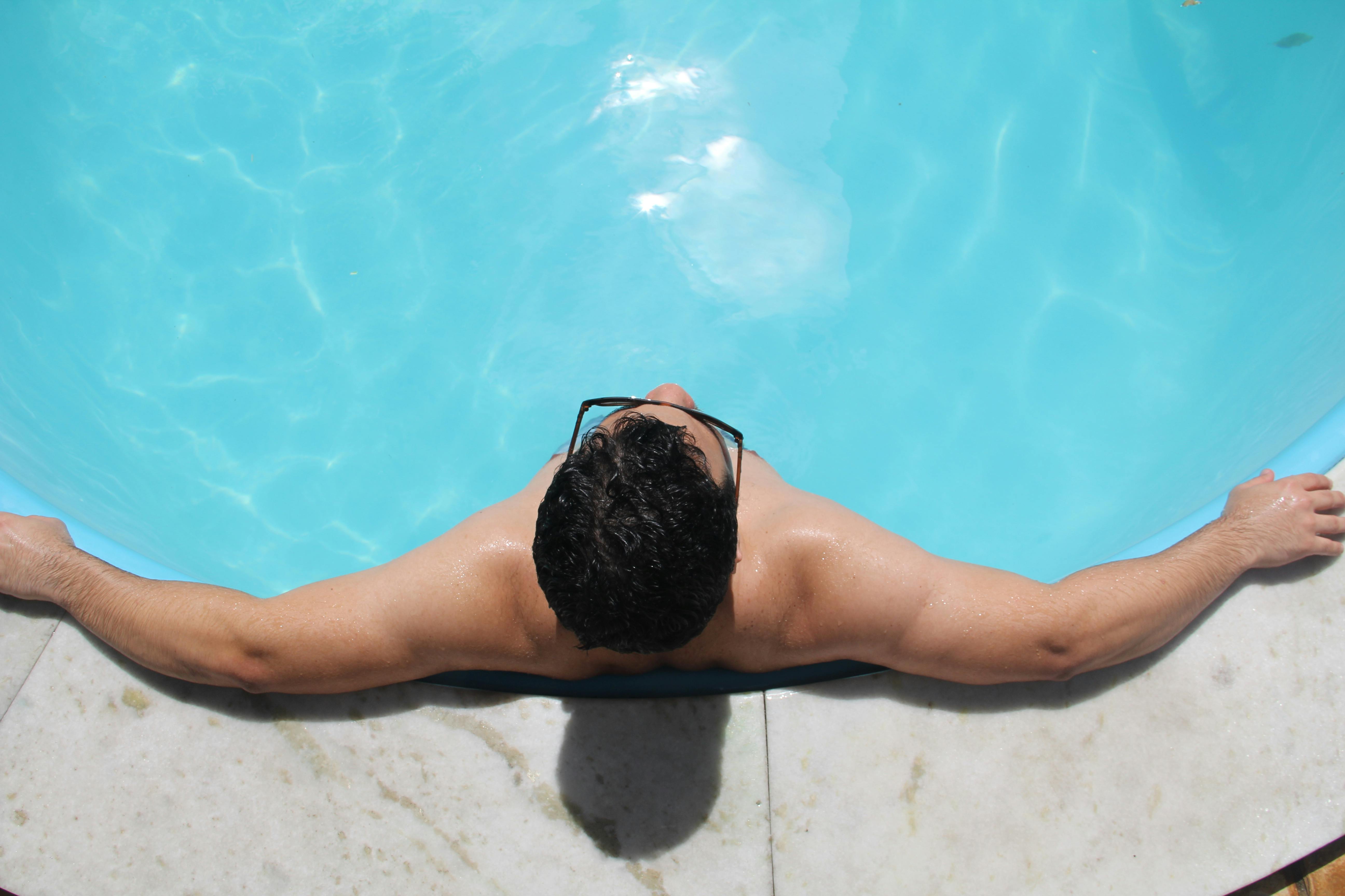Free stock photo of man, pool, sun