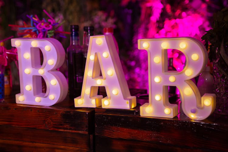 Illuminated Letter Blocks On The Table