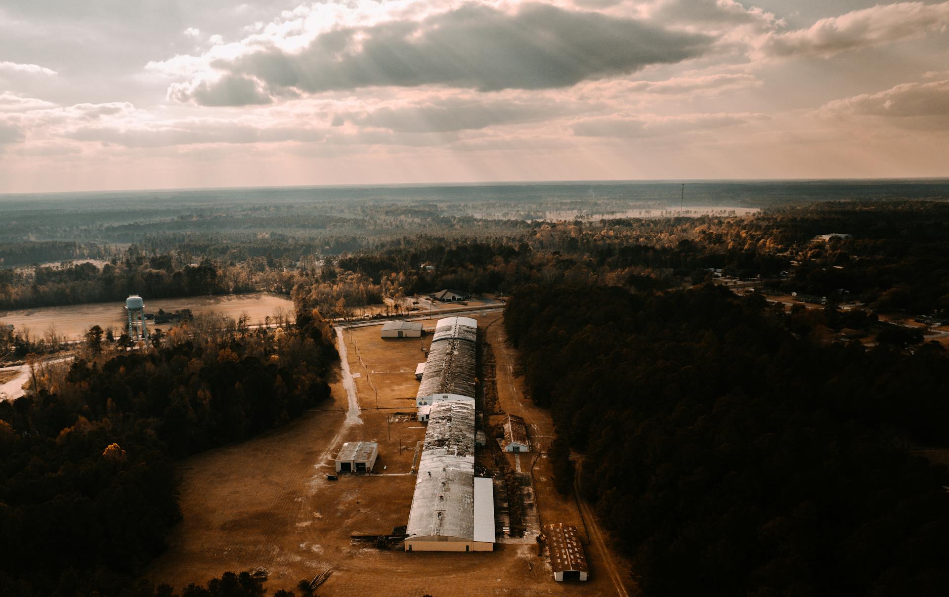 Drone Shot of  Abandoned Buildings