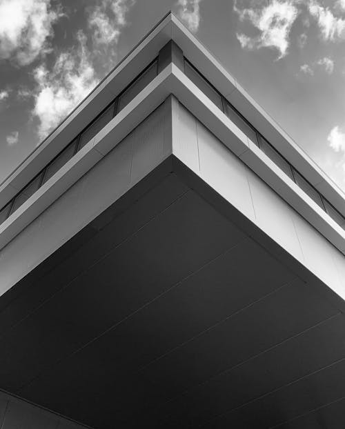 Grayscale Photo of a Concrete Building