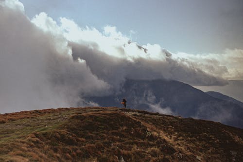 Free A Man Standing on the Mountain Stock Photo