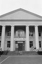 Grayscale Photo of a Concrete Building