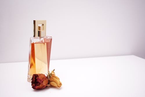 Free Clear Glass Perfume Bottle Stock Photo
