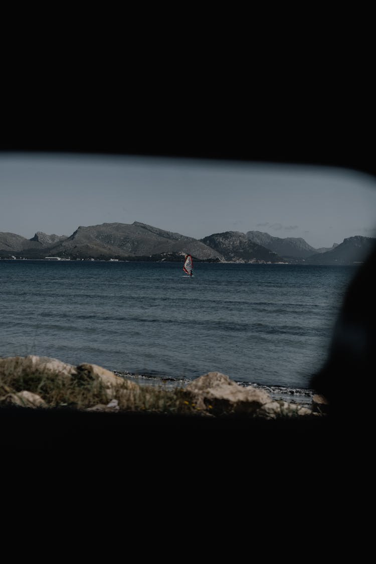 View Car Window Of Sea And Mountains