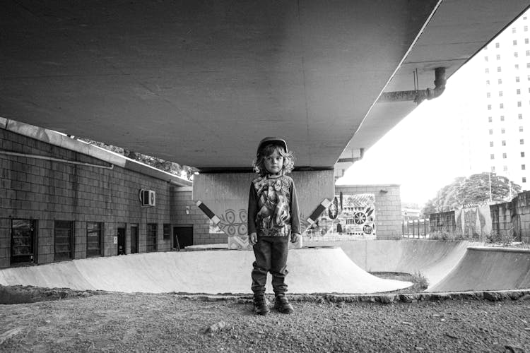 Portrait Of Boy With Skateboarding Helmet