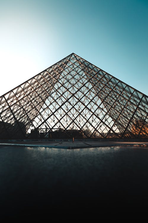 Free Louvre Pyramid Under Blue Sky Stock Photo
