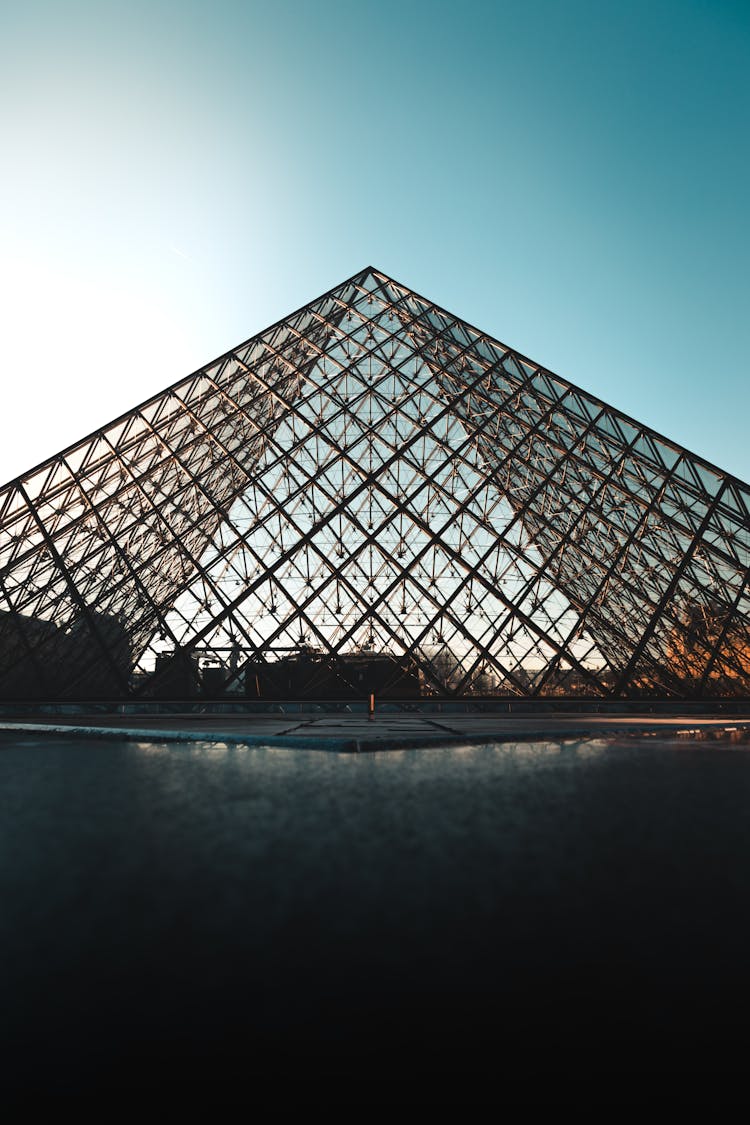 Louvre Pyramid Under Blue Sky