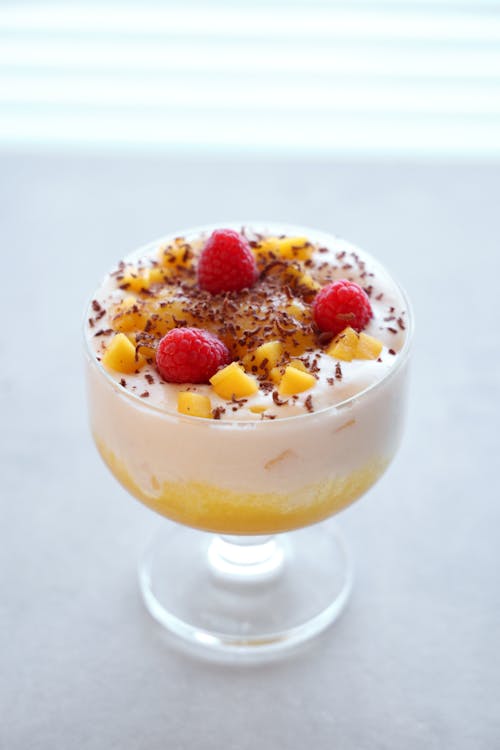 Free Close-Up Shot of a Glass of Delicious Dessert Stock Photo