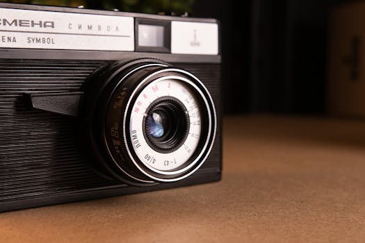 Close-up of a Smena Symbol camera showcasing its vintage design and features.