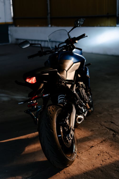 Free Photo of a Black Motorcycle Parked Stock Photo