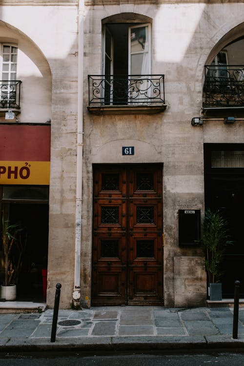 Balcony above a Wooden Door