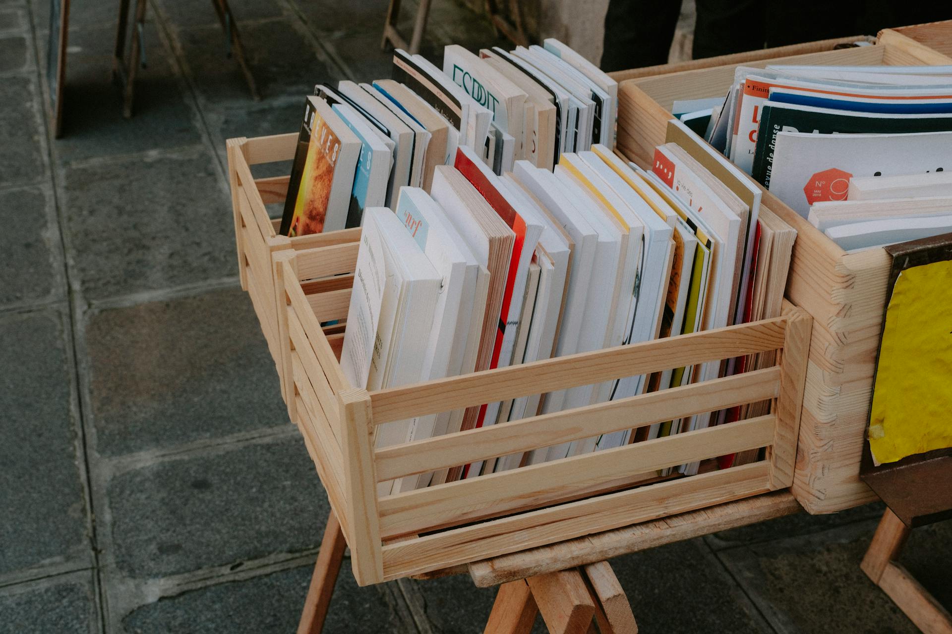 Books on Wooden Crates