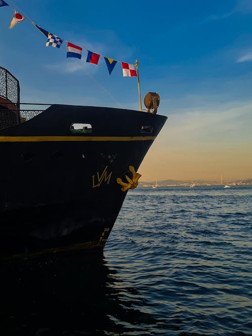 Close-Up Shot of a Ship on the Ocean