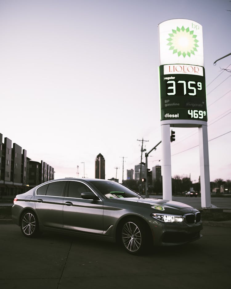 BMW Car On Petrol Station