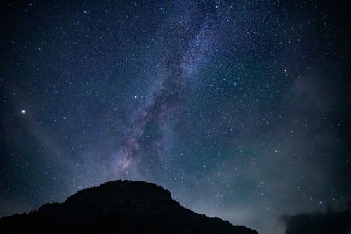 Starry Night Sky with Milky Way Over Mountain · Free Stock Photo