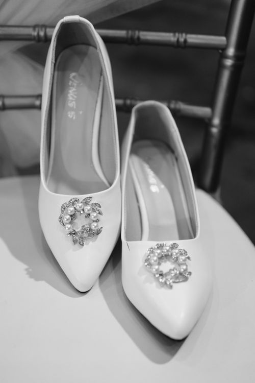 Grayscale Photo of a Bridal Shoes · Free Stock Photo