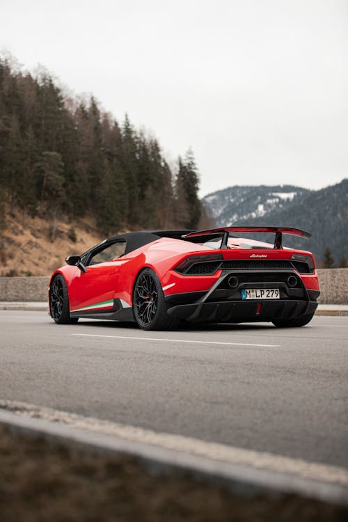 Free Lamborghini Car Driving on the Road  Stock Photo