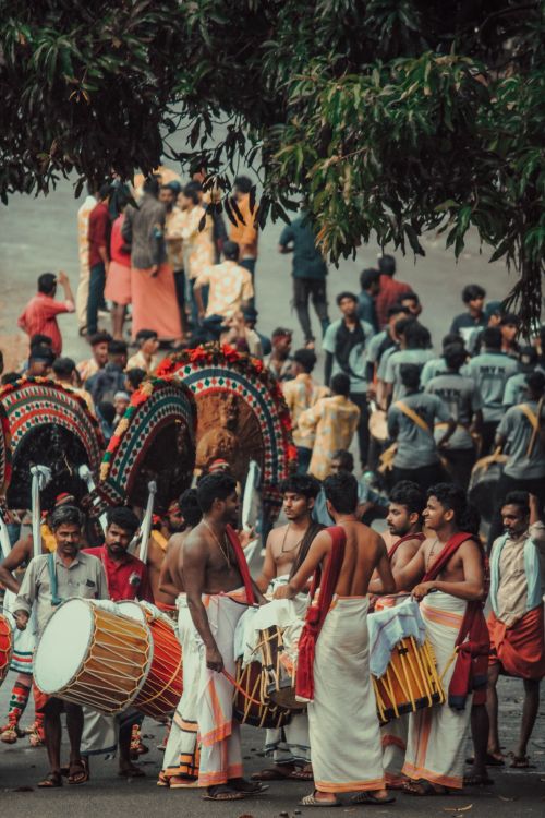Free Lively festival capturing traditional drummers performing in cultural attire, showcasing cultural heritage. Stock Photo