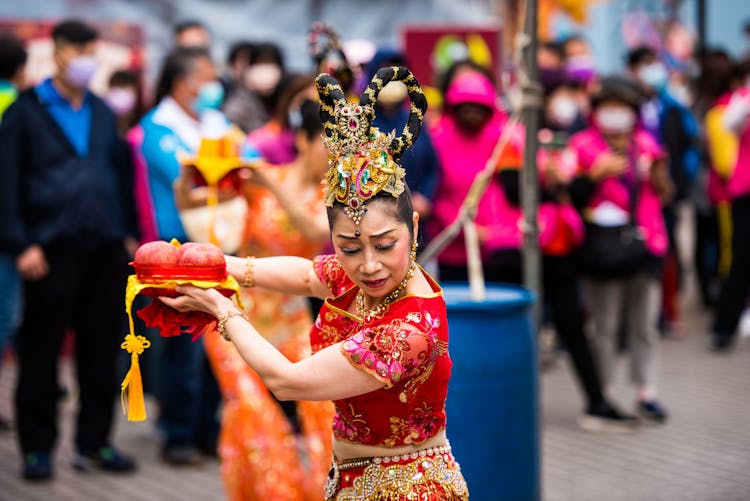 Woman In Red Dress Dancing