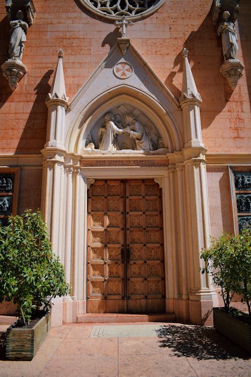 Doorway to Madonna Sanctuary  Church in Verona Italy
