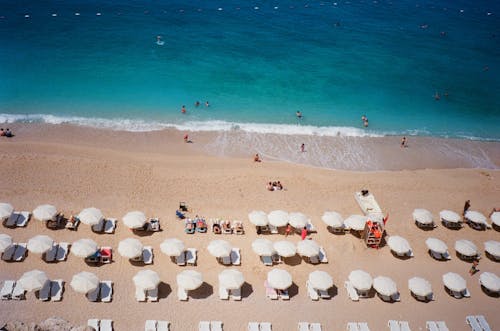 Drone Shot of People at the Beach 