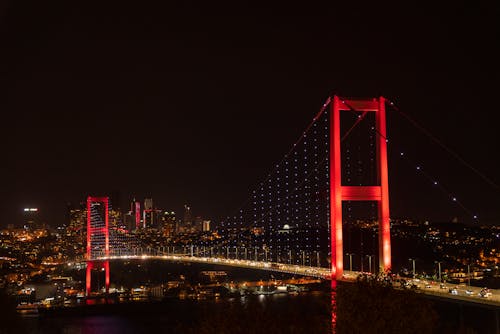 View of the 15th of July Martyr's Bridge in Istanbul  at Night