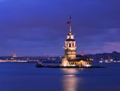]The Leander's Tower in Turkey at Night