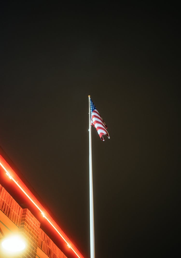 USA National Flag On Mast