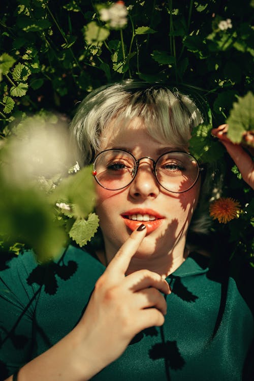 Woman with Round Frame Eyeglasses