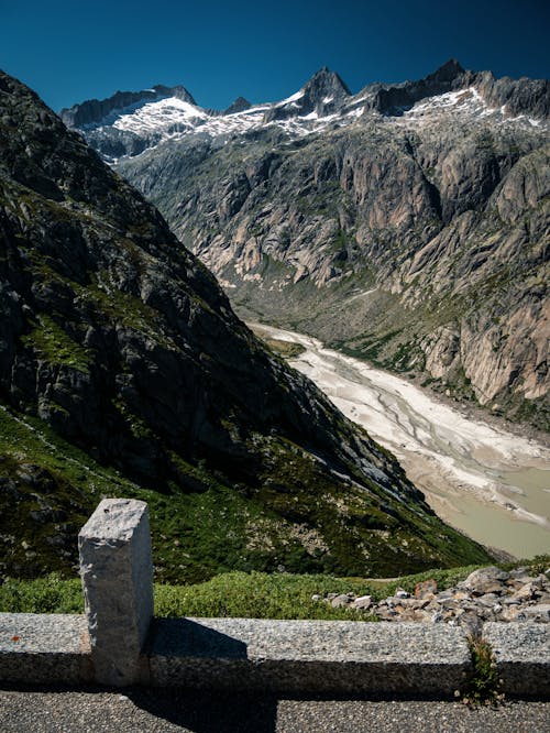 High Angle View of Mountains and River Bed 