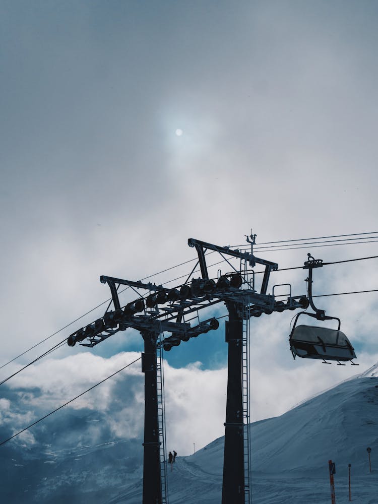 Cable Car Near Power Lines And Posts