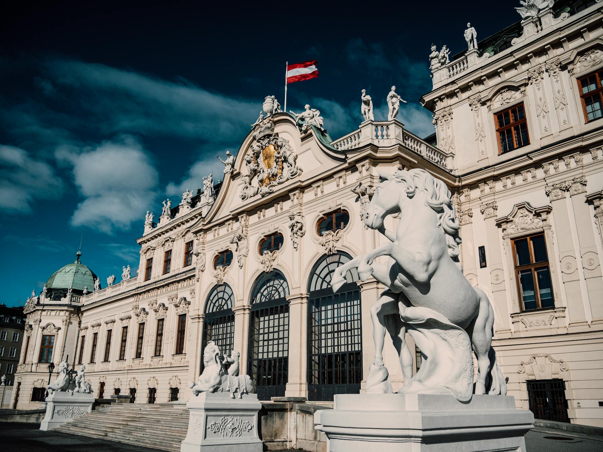 Flag of Austria above the Austrian Gallery Belvedere